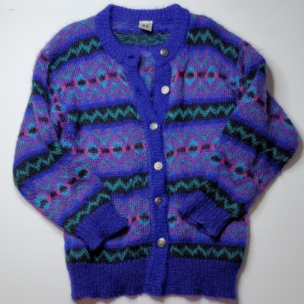 Vintage Icelandic Designs Mohair Blend Cardigan Sweater S/M